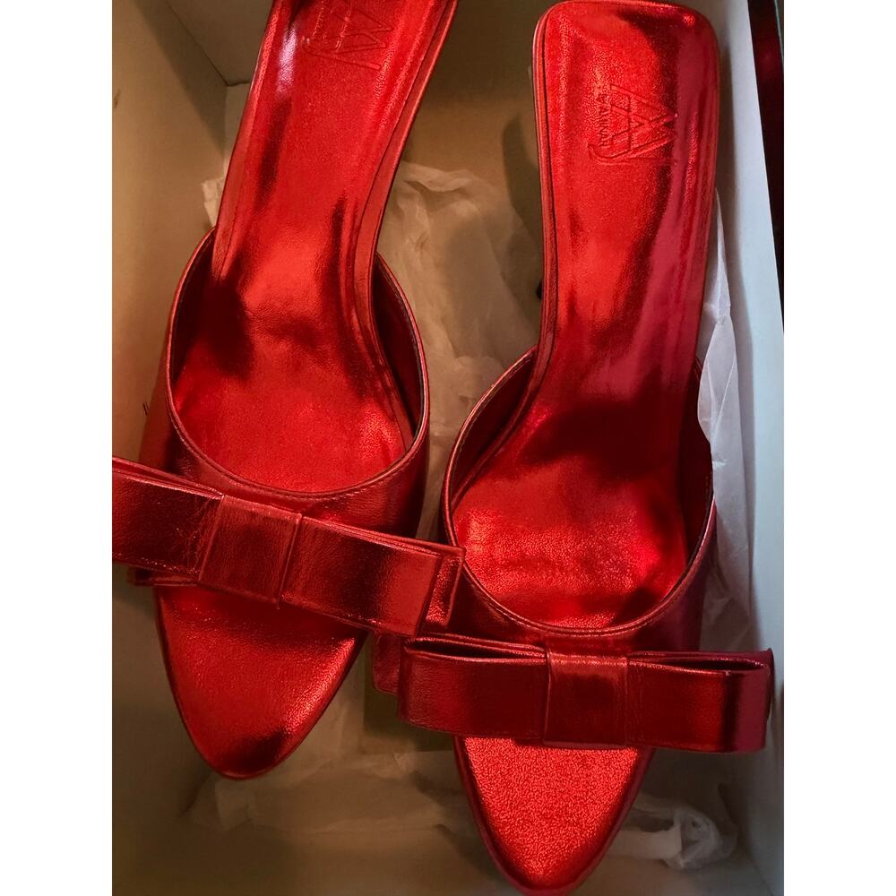 Aminah red bow heel mule Giselle $195 size 6 - Picture 6 of 6
